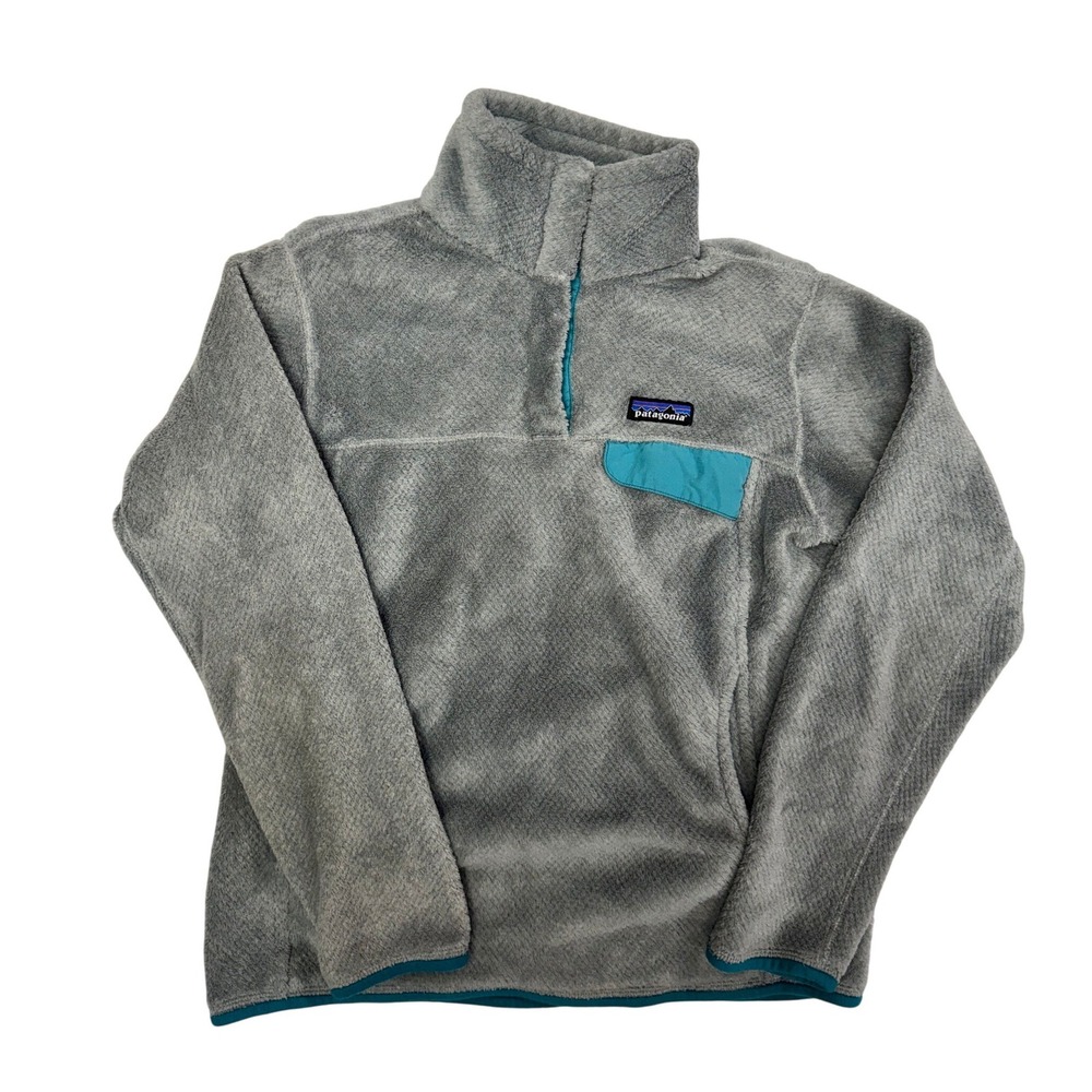 Patagonia Re-Tool Snap-T Pullover Fleece Grey Teal Womens Medium